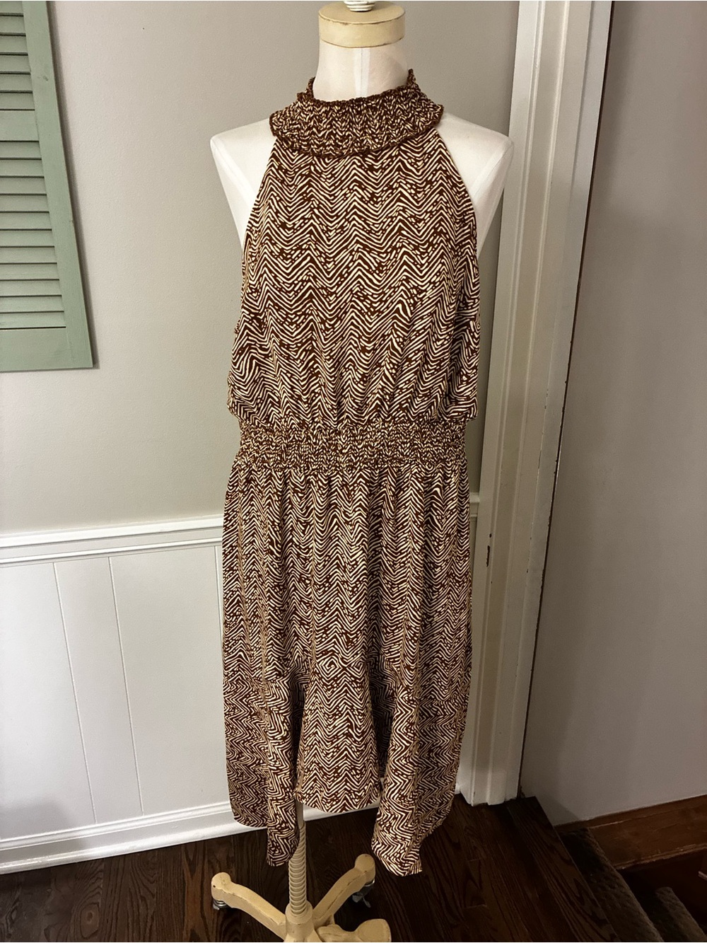 Maurices Brown Patterned Halter Midi Dress
